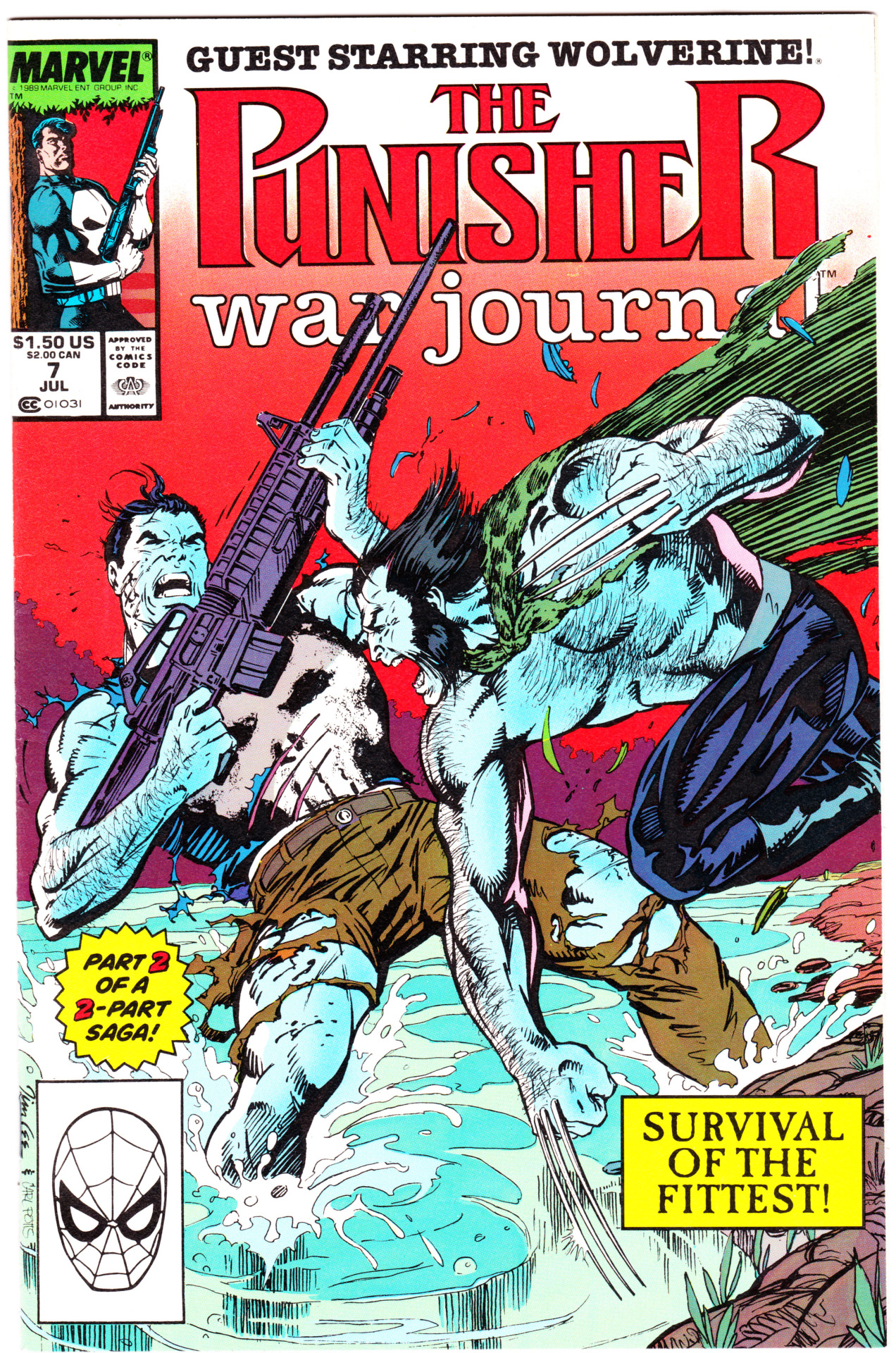 jthenr-comics-vault:  PUNISHER WAR JOURNAL #7 (July 1989)Cover Art by Jim Lee &amp;