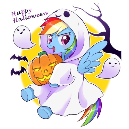 rainbowmanes:Happy Halloween!! by りゅーさん(@_ryuu_chan_)