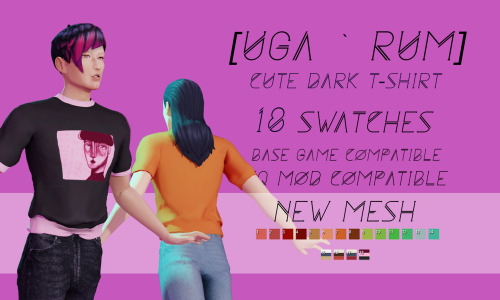  ~ Cute Dark T-Shirts ~ - new mesh; -base game compatible; -HQ mod compatible; -18 swatches TERMS OF