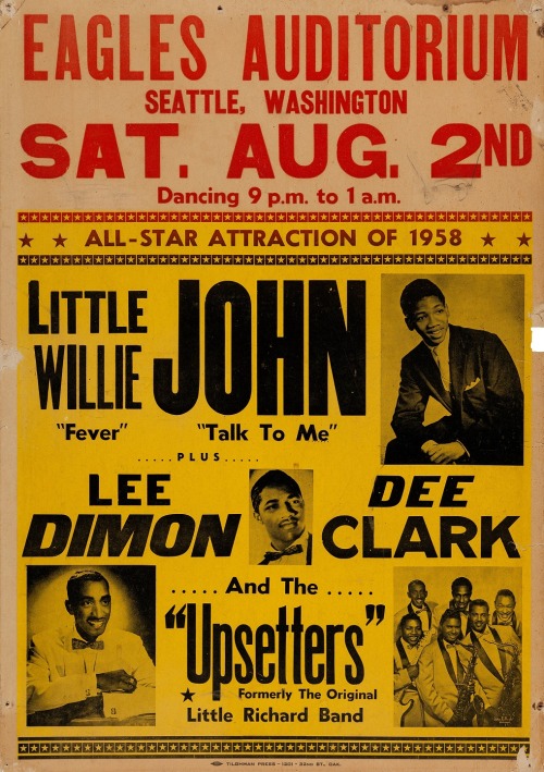 twixnmix:  Vintage Concert PostersEagle Auditorium (Seattle, WA) - August 2,1958Meadow Acres Ballroom (Topeka, KS) - May 7, 1961Club Eaton (Eatonville, FL) - June 16, 1961The Forum (  Montréal, QC) - September 17, 1961  Regal Theatre (Chicago, IL) -