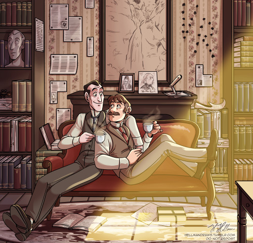 hellmandraws:Holmes & Watson charity commission for @strampunch. :) (Charity commissions are clo