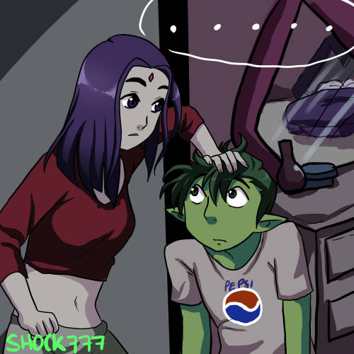 shock777:BBRAE WEEK Day 1-Midnight I have this idea that beastboy and raven do cute cuddly