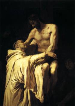 lyghtmylife:  RIBALTA, Francisco [Spanish Baroque Era Painter, ca.1565-1628] Christ Embracing St Bernard1625-27Oil on canvas, 158 x 113 cmMuseo del Prado, Madrid 