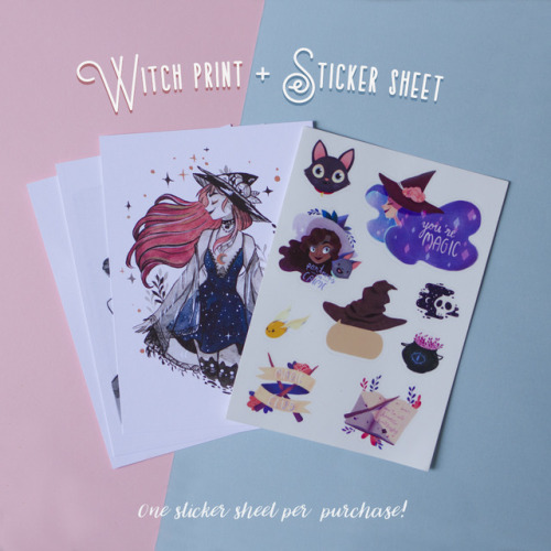 HEEEY GUYS!! I’ve finally opened preorders for my Witch prints! With each purchase you’ll get one vi