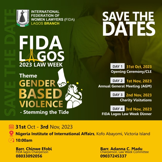 FIDA LAGOS UNVEILS THEME AND SCHEDULE OF EVENTS FOR 2023 LAW- WEEK
