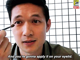 milkeas:Harry Shum Jr.’s makeup tutorial : “You kinda wanna go with a little bit of a messy look bec