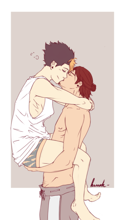 kvnsk:  Azumane Asahi’s Week - Day Five : NSFW or Fluff. I have this headcanon that Asahi carries Noya from bed to kitchen when he’s too sleepy or doesn’t  wake up fast enough. And that Asahi gives him small kisses along the way. And that Noya