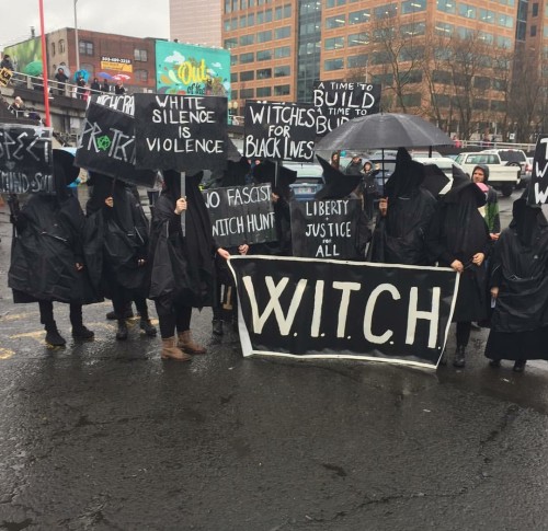 fuckyeahanarchistbanners - Witch bloc in Portland, OR at the...