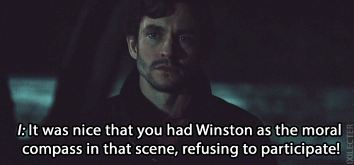 ixilecter:  Interviewer: It was nice that you had [Will’s dog] Winston as the moral compass in