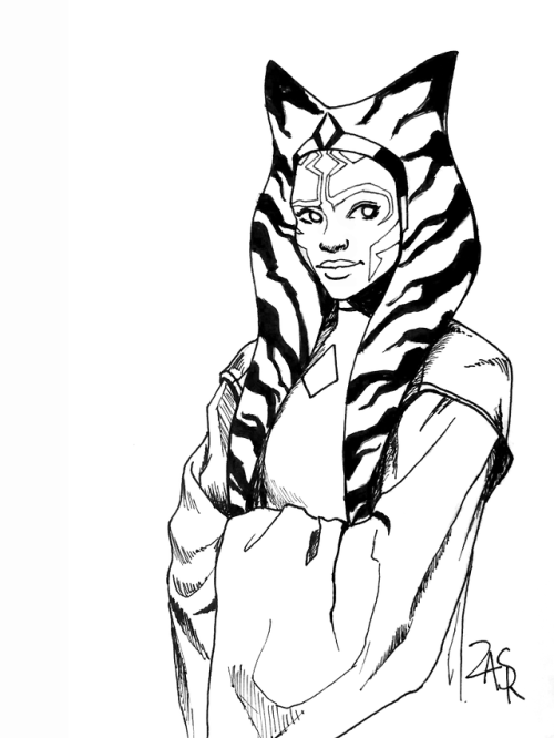 spookyrumba: Inktober Day 1: Ahsoka doing her best Master Obi-Wan impression Anyways this is for @as