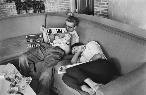 vintage-every-day:Elizabeth Taylor and James Dean photographed by Richard Miller in 1955 on the set 
