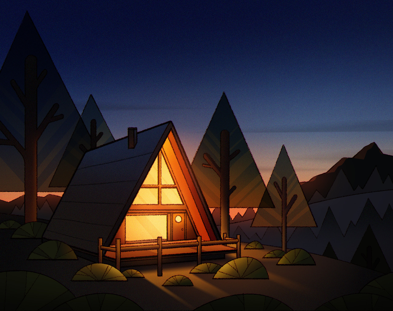 ahhhhh it’s my dream to live in a cozy A-frame... - jessdrawz