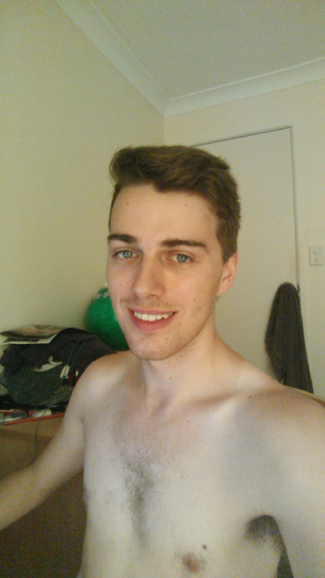 myblogknowswhatyoudidinthedark:  Shirtless for the warm day :) 