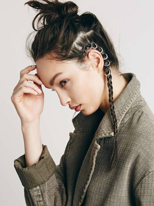 wantering-blog:  HAIR RINGS?! You heard it here first       Free People, you amaze us. The next biggest hair trend: Etched Hair Ring Set.