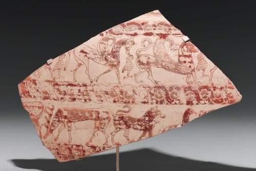 ancientanimalart:Fragment from two-handled jar (amphora) with friezes of animalsItalic, EtruscanArch