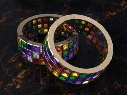 soahc5321:  So, with all of the Mario Kart news coming out over the past few days, I saw a bunch of images from the redesigned Rainbow Road course, and with all the colors, I knew what I had to do.  A whole bunch of princess cut gems and bezel settings
