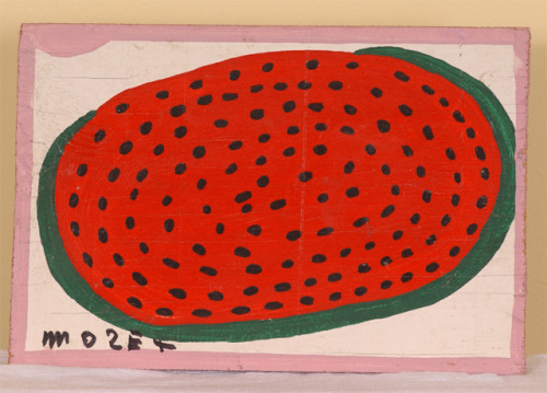 biggestpaintingshowever: mose tolliver watermelon…my 3rd, 1976 paint on wood stillwatermelon: