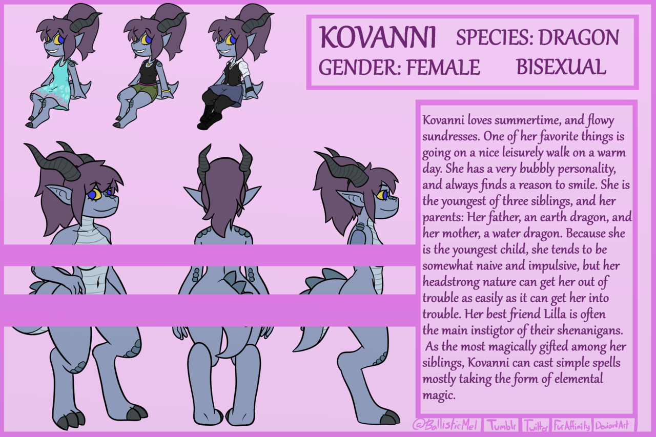 Updated my old character/reference sheet of Kovanni. She has changed a lot since