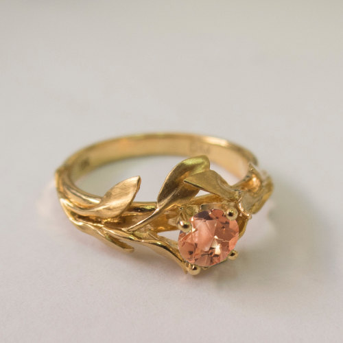 ringtorulethemall: Leaves Engagement Ring No. 4 - 14K Gold and Tourmaline engagement ring, engagemen