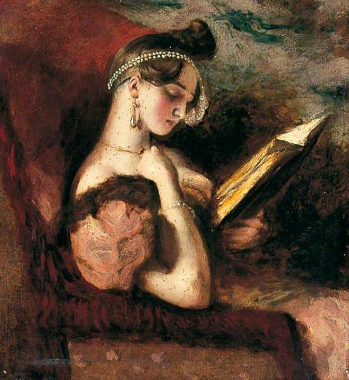 inscriptiones:  artsandcrafts28 :  William Etty - “Una lettura di una ragazza” c. 1