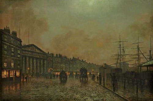 The Custom House, Liverpool,Looking South (1890) by John Atkinson Grimshaw (UK, 1836-93). 