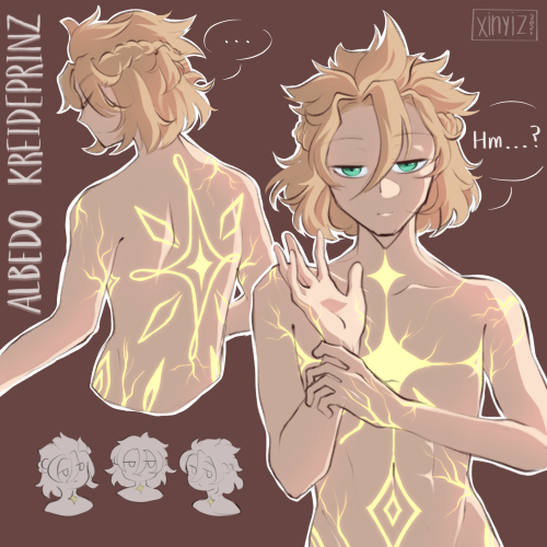 A Concept That Albedo Has Glowing Marks Under His Clothes Inspired By The Canon Star Mark On His Neck