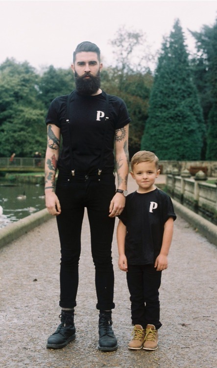 pandcoclothing:  Chris John Millington and Ethan both wearing our black skull and arrows tee. Available in kids sizes online too! www.pand.co 
