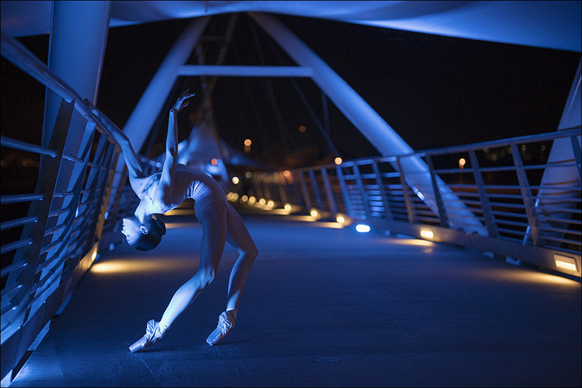 ballerinaproject:Juliet - Tempe Town Pedestrian Bridge, PhoenixBodysuit by wolfordfashion​Help