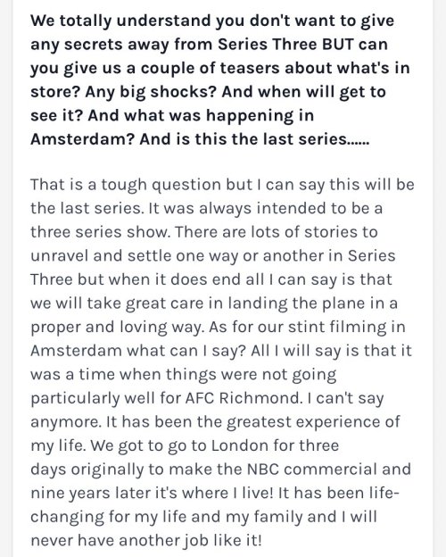 dailysudeikis:Brendan Hunt confirms in an interview with the Teddington Nub News that season 3 will 