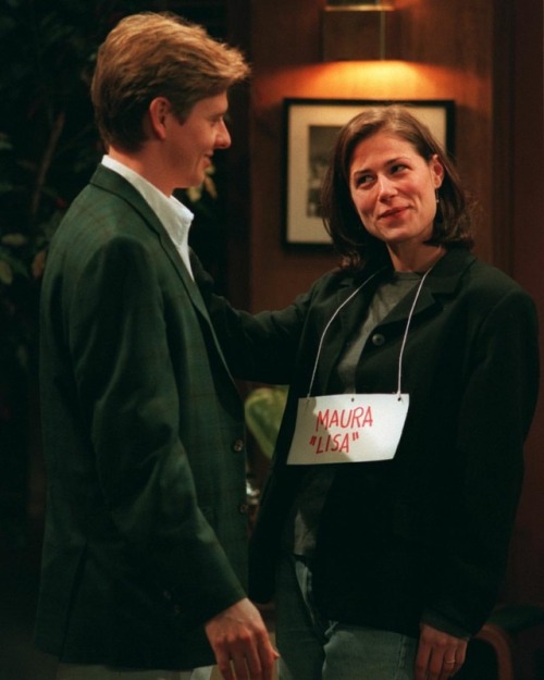 #MauraTierney and #DaveFoley (@davefoley) on set of #NewsRadio Photo by Carolyn Cole for @latimes