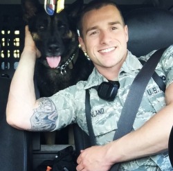 policecorps:  jimbibearfan:  Handsome and athletic Airman   Incredibly hot Air Force K-9 Unit. 