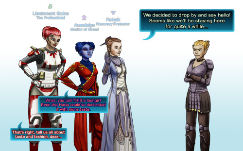 roksik-swtor: So, meet my (not so) original characters: an elven Grey Warden (red-haired elf 1) from