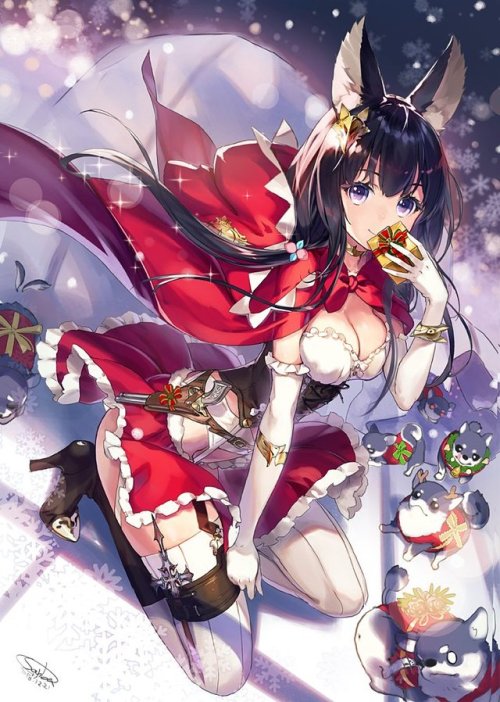 sanbasou: &ldquo;メリクリイラスト、赤ずきんサンタと狼達っす！ #クリスマス 　#サンタ t.co/nP9Ofncl7L&rdquo;