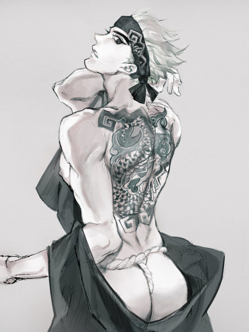 nabinssei: Young Genji with dragon tatoo