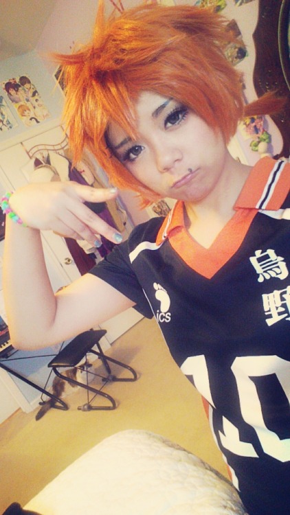 sparklyhime:  My fem!Hinata Shoyo cosplay!!! Ahh, I feel  like I look weird half the time but it’s really comfy and I like it a lot because it’s Haikyuu!! It started out as a secret cosplay for AMA, so I’m not exactly sure what day I’ll be wearing
