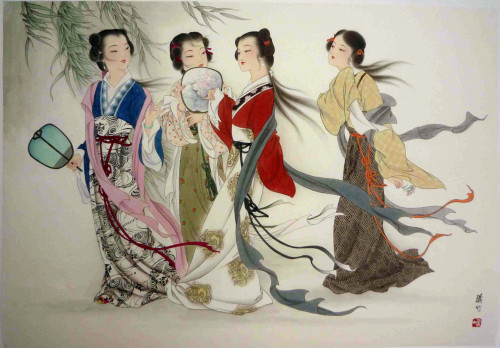 陈彦娥 - 工笔仕女图 纸本设色 相机拍摄 Ancient Chinese Beauties (Gongbi Painting)     by Chen Yan’e