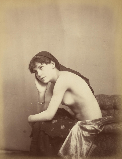 sparism:vensuberg:Robert Leon Demachy  beautiful study of sitting seminude girl in albumen