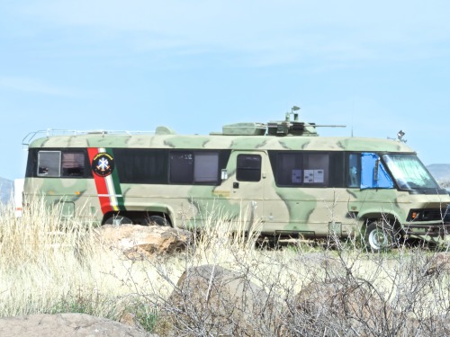 Invasion Vehicle or Luxury Camping Equipment? Near Mayer, Arizona, 2014.
