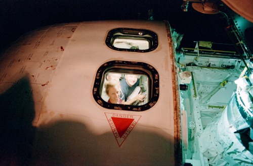 Marsha Ivins, Kenneth Cockerell and Mark Polansky, photographed by colleagues during an EVA while Sp