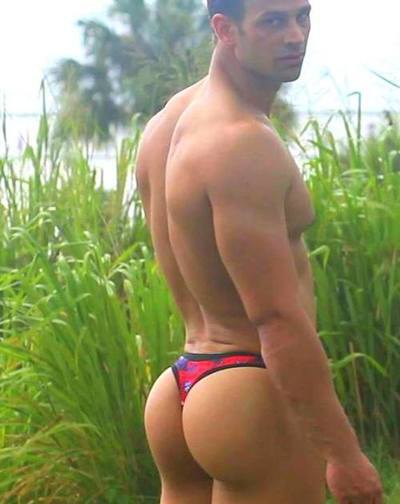 Cstring men in satin thongs