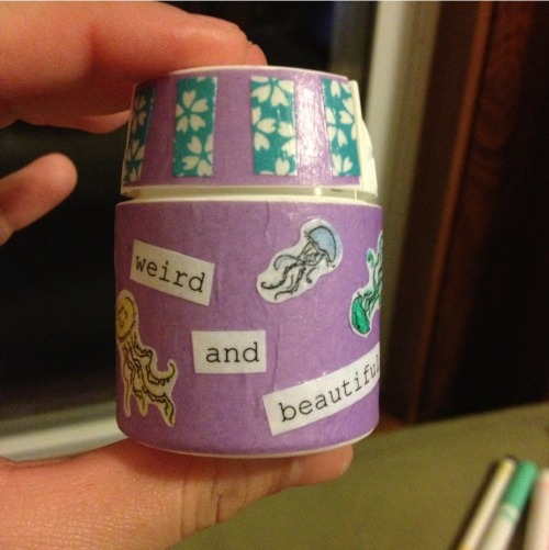 littlemissmutant: [Images show a pill bottle that has been decorated with origami paper and pictures