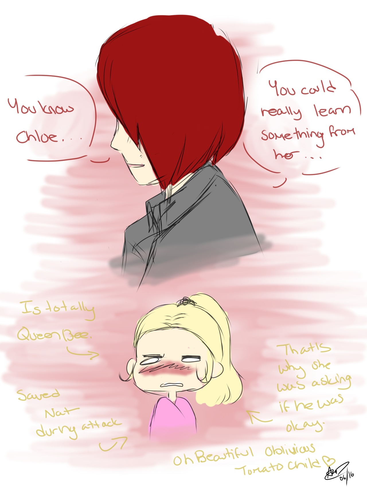 aarspi:  Oh sweet sweet oblivious tomato child…&lt;3I love the idea of Chloe