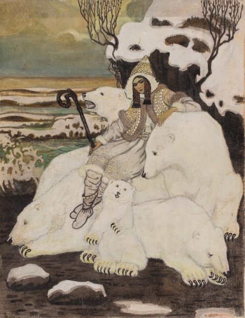 thepolishstufflove: “Shepherdess with white bears” (1918) by Zofia Plewińska-Smidowiczow