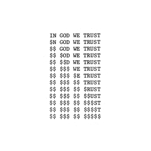 visual-poetry: »in god we trust« by eric amann (1981)