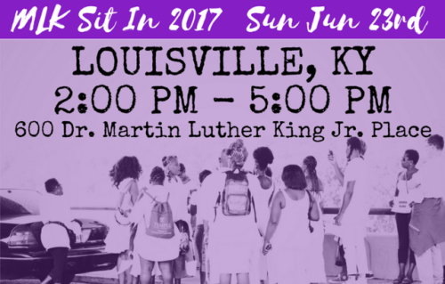 #MLKSitIn - LOUISVILLE, KY
Sun Jul 23 - 2:00 PM - 5:00 PM
600 Dr. Martin Luther King Jr Place
#MLKSitIn is An annual national gathering of everyday people in an occupational protest on every single street, highway, park & space named for Dr. Martin...