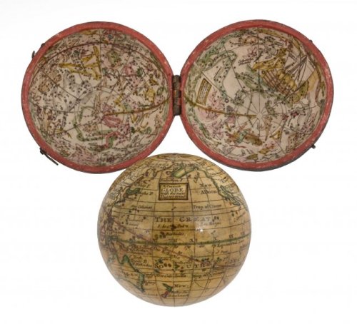 lost-in-centuries-long-gone:A fine English 2.75 inch pocket globe Attributed to George Adams ju