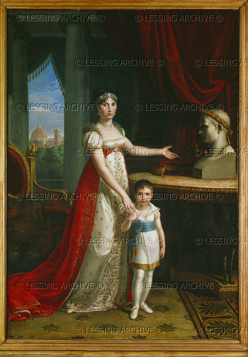 Elisa Bonaparte, Grand Duchess of Tuscany and her daughter by Pietro Benvenuti, 1810