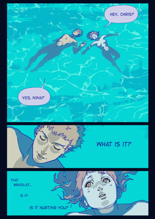 rollerlouise:charinina comic – after Nina transforms, Chris joins her and they go night swimming tog