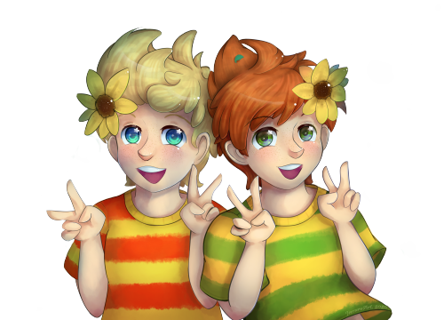 “Claus &amp; Lucas, the Sunflower Twins”A slightly older sketch I decided to colour 