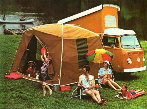 vintagecamping - A family takes their VW Bus camping in 1976.